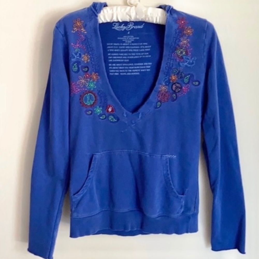 Lucky Brand Embroidered Pullover Hoodie